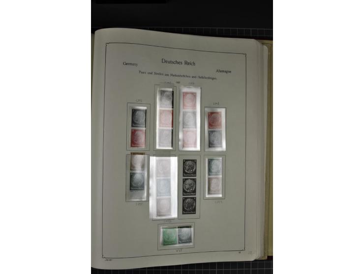 ZUSAMMENDRUCKE: 1911/45, ungebrauchte und postfrische Sammlung, sauber im KABE-Vordruckalbum gesammelt, dabei Markenheftchen 