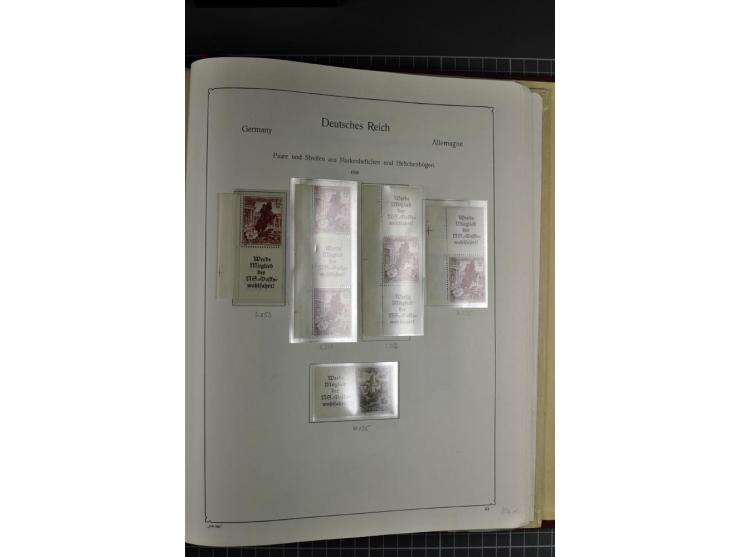 ZUSAMMENDRUCKE: 1911/45, ungebrauchte und postfrische Sammlung, sauber im KABE-Vordruckalbum gesammelt, dabei Markenheftchen 