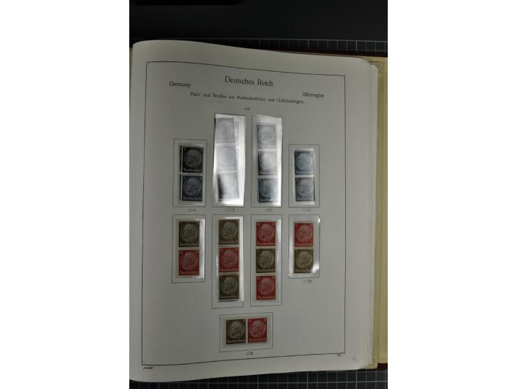 ZUSAMMENDRUCKE: 1911/45, ungebrauchte und postfrische Sammlung, sauber im KABE-Vordruckalbum gesammelt, dabei Markenheftchen 