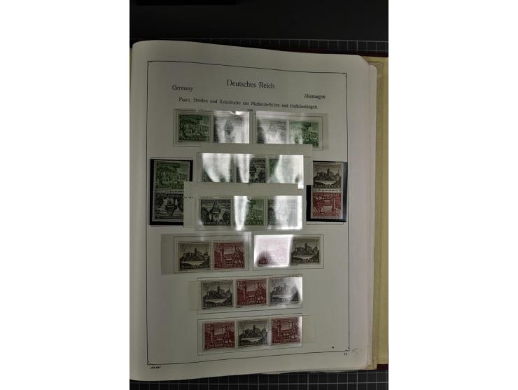 ZUSAMMENDRUCKE: 1911/45, ungebrauchte und postfrische Sammlung, sauber im KABE-Vordruckalbum gesammelt, dabei Markenheftchen 
