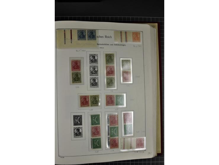 ZUSAMMENDRUCKE: 1911/45, ungebrauchte und postfrische Sammlung, sauber im KABE-Vordruckalbum gesammelt, dabei Markenheftchen 