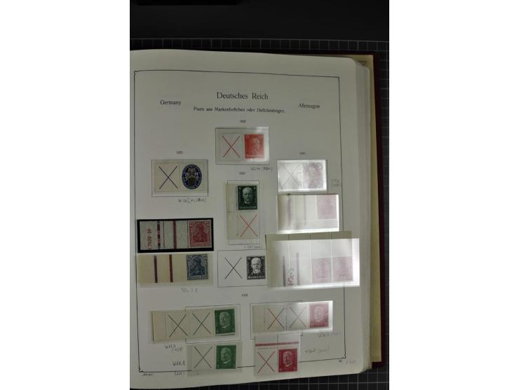 ZUSAMMENDRUCKE: 1911/45, ungebrauchte und postfrische Sammlung, sauber im KABE-Vordruckalbum gesammelt, dabei Markenheftchen 