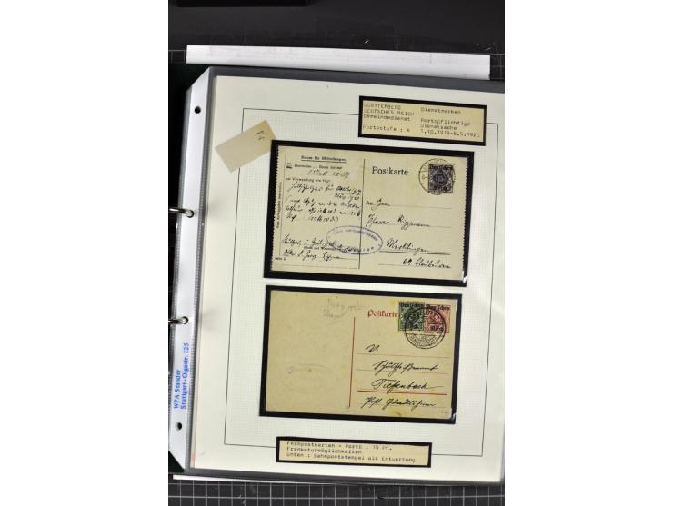 1920, Sammlung Dienstbriefe und -karten Württemberg, dabei Einzelfrankaturen, Mehrfachfrankaturen etc.