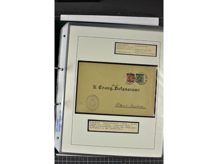 1920, Sammlung Dienstbriefe und -karten Württemberg, dabei Einzelfrankaturen, Mehrfachfrankaturen etc.