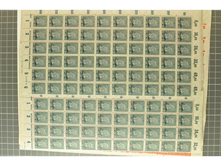 1924, 3-80 Pfg., per 100 in Bogenteilen, postfrisch (Mi.-Nr. 105-113; Mi. 7.500,-)