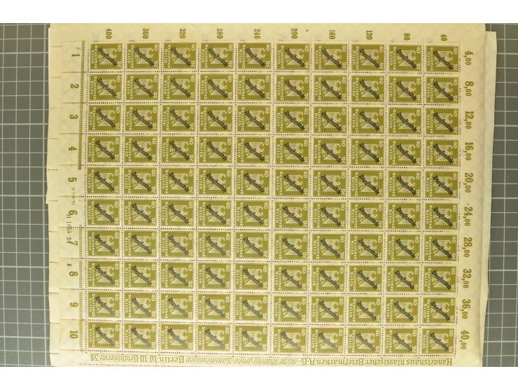 1924, 3-80 Pfg., per 100 in Bogenteilen, postfrisch (Mi.-Nr. 105-113; Mi. 7.500,-)