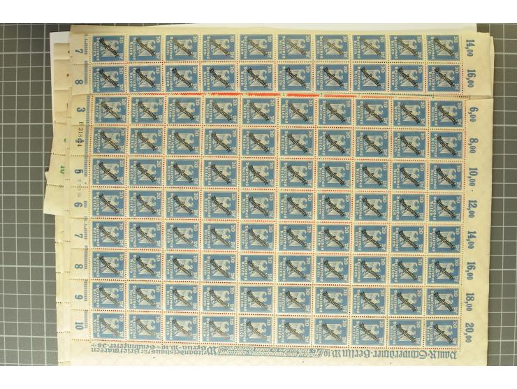 1924, 3-80 Pfg., per 100 in Bogenteilen, postfrisch (Mi.-Nr. 105-113; Mi. 7.500,-)