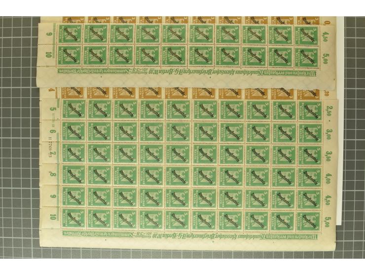 1924, 3-80 Pfg., per 100 in Bogenteilen, postfrisch (Mi.-Nr. 105-113; Mi. 7.500,-)