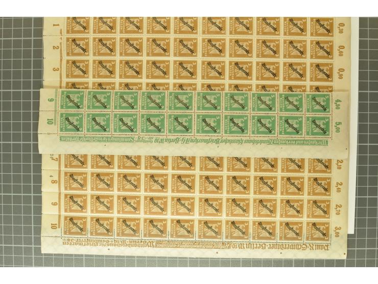 1924, 3-80 Pfg., per 100 in Bogenteilen, postfrisch (Mi.-Nr. 105-113; Mi. 7.500,-)
