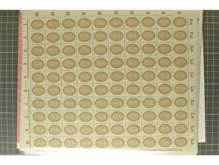 1927/33, Wertziffer im Oval 3-60 Pfg., per 100 im Originalbogen, postfrisch (Mi.-Nr. 114-24; Mi. 16.700,-)