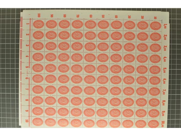 1927/33, Wertziffer im Oval 3-60 Pfg., per 100 im Originalbogen, postfrisch (Mi.-Nr. 114-24; Mi. 16.700,-)