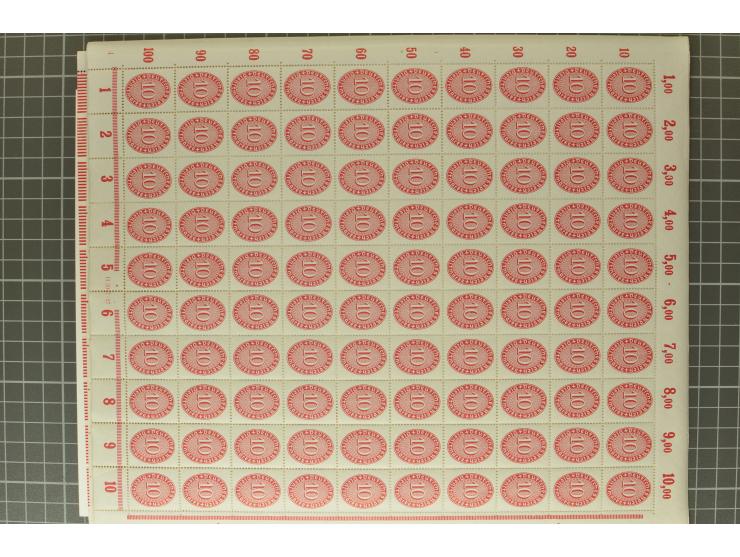 1927/33, Wertziffer im Oval 3-60 Pfg., per 100 im Originalbogen, postfrisch (Mi.-Nr. 114-24; Mi. 16.700,-)