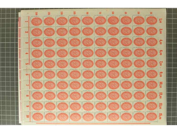 1927/33, Wertziffer im Oval 3-60 Pfg., per 100 im Originalbogen, postfrisch (Mi.-Nr. 114-24; Mi. 16.700,-)