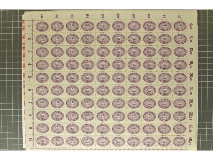 1927/33, Wertziffer im Oval 3-60 Pfg., per 100 im Originalbogen, postfrisch (Mi.-Nr. 114-24; Mi. 16.700,-)