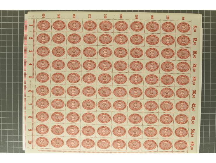 1927/33, Wertziffer im Oval 3-60 Pfg., per 100 im Originalbogen, postfrisch (Mi.-Nr. 114-24; Mi. 16.700,-)