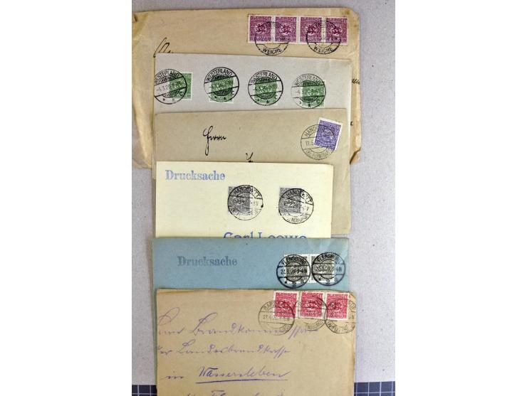 1920, Partie Briefe und Karten, überwiegend philatelistisch, aber große Stempelvielfalt