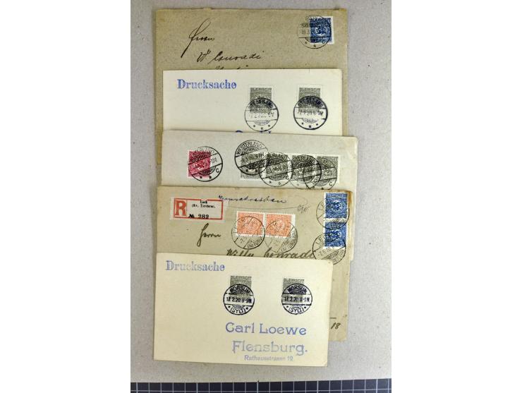 1920, Partie Briefe und Karten, überwiegend philatelistisch, aber große Stempelvielfalt