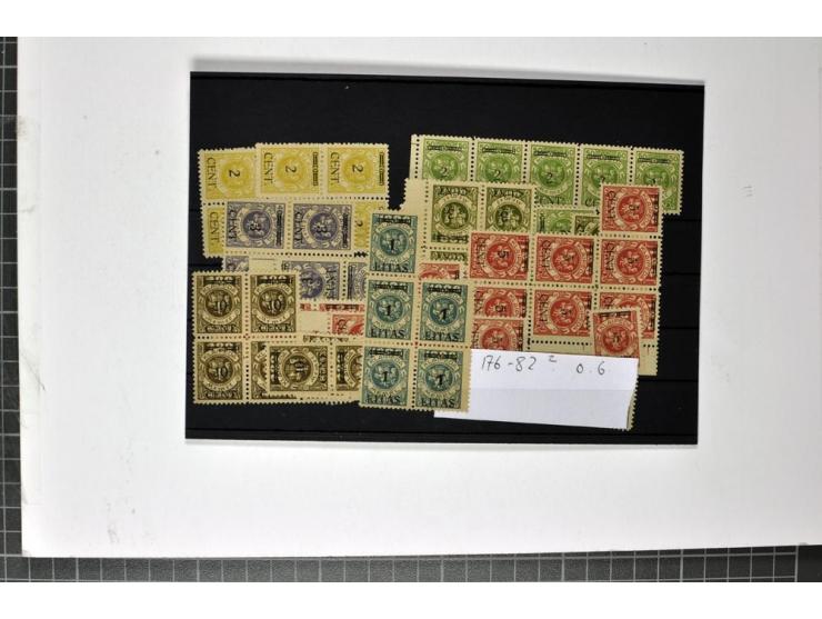 1923, interessante Partie Einheiten ex Mi.-Nr. 167-192, dabei u.a. Mi.-Nr. 189 (15) und 190 (21), dabei viele Typenpaare, all