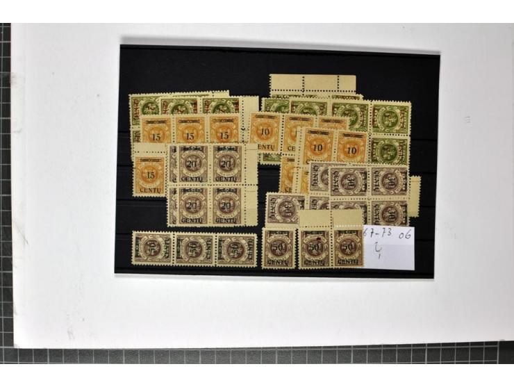 1923, interessante Partie Einheiten ex Mi.-Nr. 167-192, dabei u.a. Mi.-Nr. 189 (15) und 190 (21), dabei viele Typenpaare, all