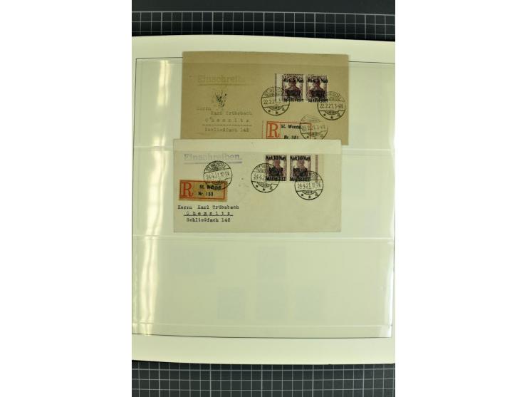1920/1934, sehr umfangreiche gestempelte Sammlung mit einigen Briefstücken und Belegen, dabei bessere und kpl. Ausgaben, Farb