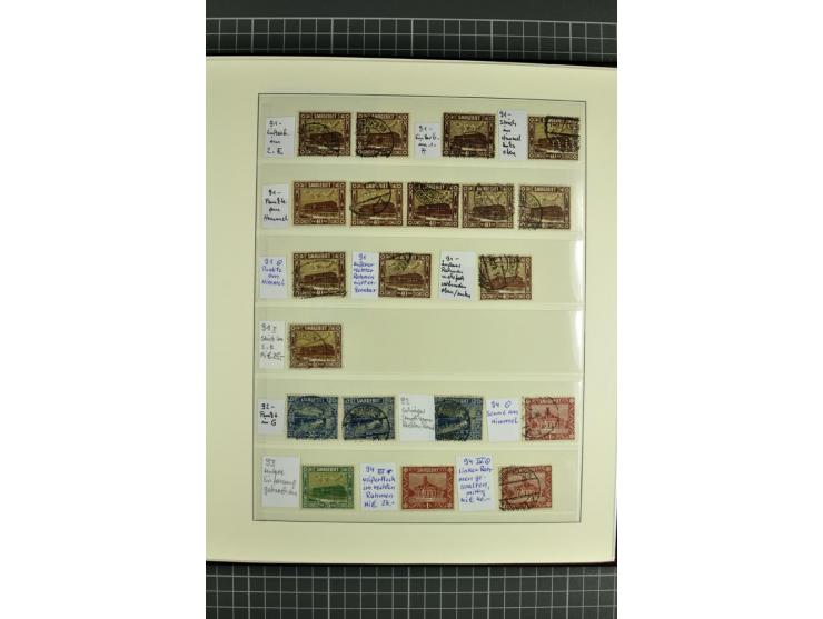 1920/1934, sehr umfangreiche gestempelte Sammlung mit einigen Briefstücken und Belegen, dabei bessere und kpl. Ausgaben, Farb
