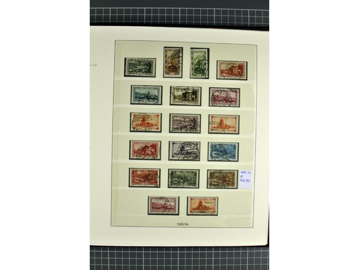 1920/1934, sehr umfangreiche gestempelte Sammlung mit einigen Briefstücken und Belegen, dabei bessere und kpl. Ausgaben, Farb