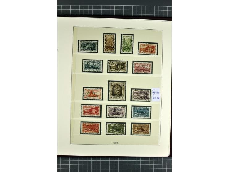 1920/1934, sehr umfangreiche gestempelte Sammlung mit einigen Briefstücken und Belegen, dabei bessere und kpl. Ausgaben, Farb