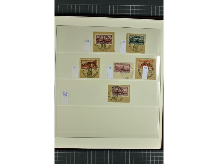 1920/1934, sehr umfangreiche gestempelte Sammlung mit einigen Briefstücken und Belegen, dabei bessere und kpl. Ausgaben, Farb