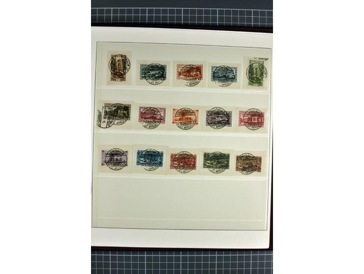 1920/1934, sehr umfangreiche gestempelte Sammlung mit einigen Briefstücken und Belegen, dabei bessere und kpl. Ausgaben, Farb