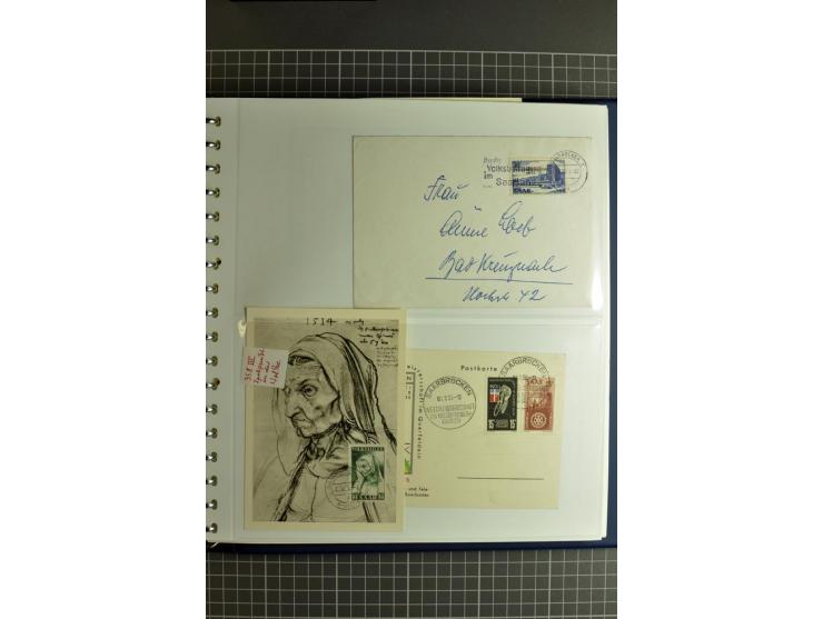 1947/1959, sehr umfangreiche gestempelte Sammlung mit vielen Briefstücken, Einheiten und Besonderheiten sowie Briefen und FDC