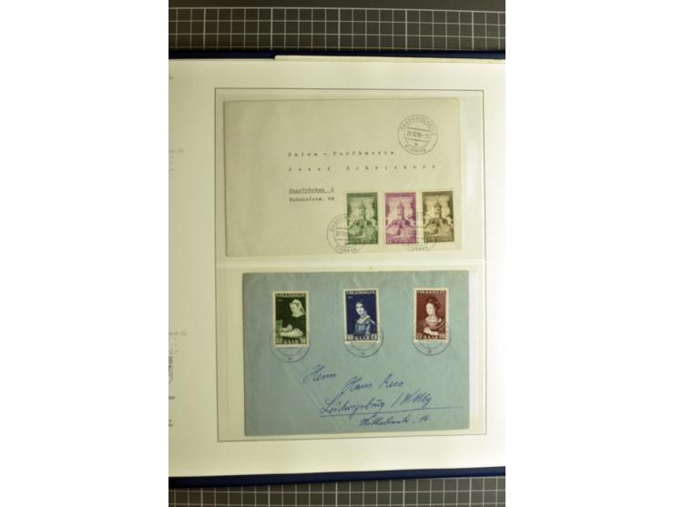 1947/1959, sehr umfangreiche gestempelte Sammlung mit vielen Briefstücken, Einheiten und Besonderheiten sowie Briefen und FDC