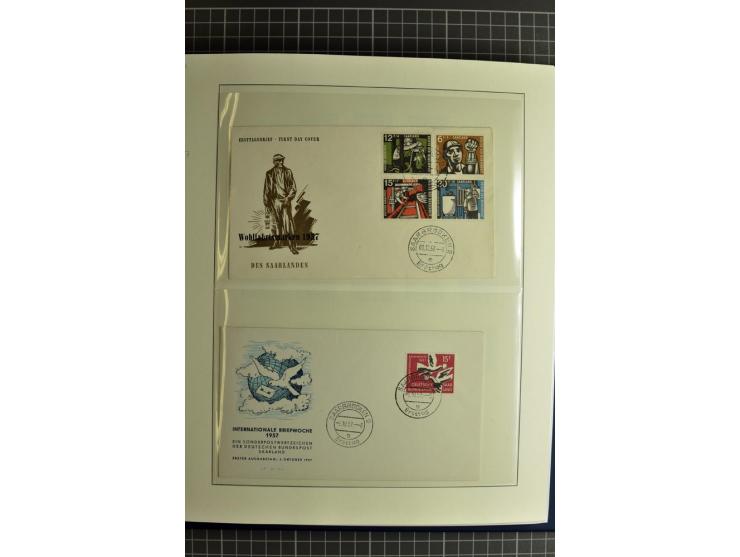 1947/1959, sehr umfangreiche gestempelte Sammlung mit vielen Briefstücken, Einheiten und Besonderheiten sowie Briefen und FDC