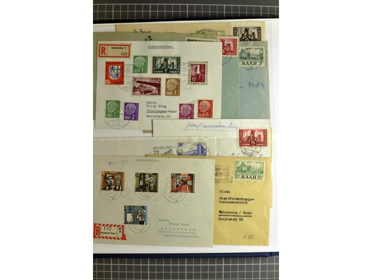 1947/1959, sehr umfangreiche gestempelte Sammlung mit vielen Briefstücken, Einheiten und Besonderheiten sowie Briefen und FDC