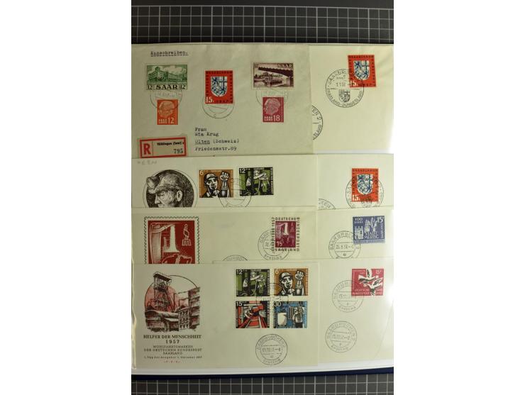 1947/1959, sehr umfangreiche gestempelte Sammlung mit vielen Briefstücken, Einheiten und Besonderheiten sowie Briefen und FDC
