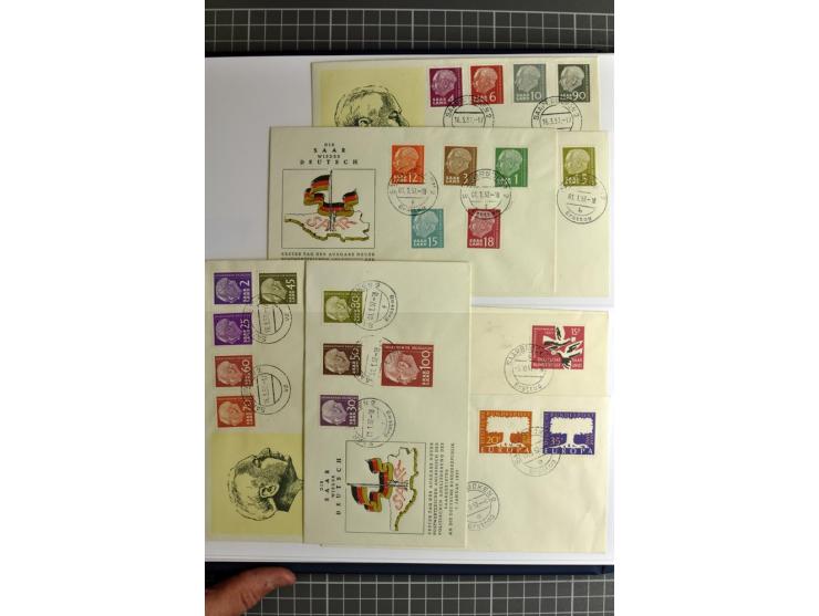 1947/1959, sehr umfangreiche gestempelte Sammlung mit vielen Briefstücken, Einheiten und Besonderheiten sowie Briefen und FDC