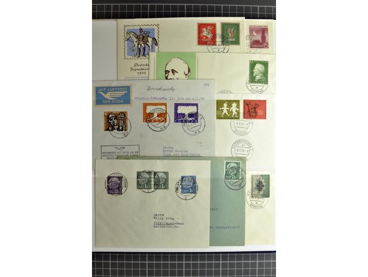 1947/1959, sehr umfangreiche gestempelte Sammlung mit vielen Briefstücken, Einheiten und Besonderheiten sowie Briefen und FDC