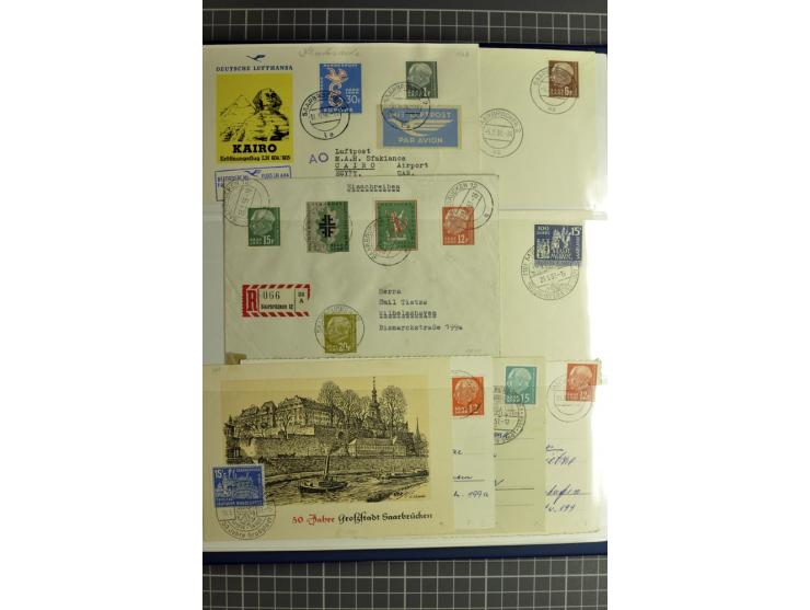 1947/1959, sehr umfangreiche gestempelte Sammlung mit vielen Briefstücken, Einheiten und Besonderheiten sowie Briefen und FDC