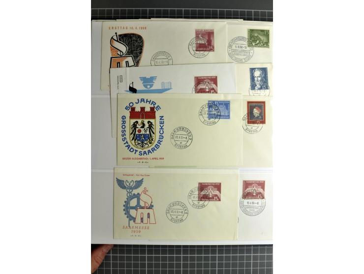1947/1959, sehr umfangreiche gestempelte Sammlung mit vielen Briefstücken, Einheiten und Besonderheiten sowie Briefen und FDC