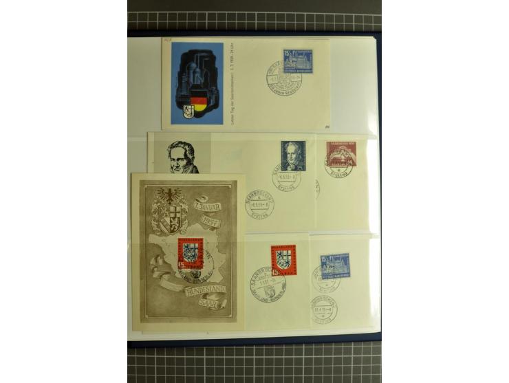 1947/1959, sehr umfangreiche gestempelte Sammlung mit vielen Briefstücken, Einheiten und Besonderheiten sowie Briefen und FDC