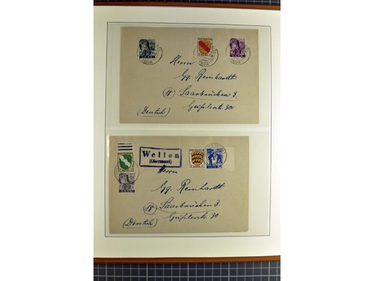 1947/1959, sehr umfangreiche gestempelte Sammlung mit vielen Briefstücken, Einheiten und Besonderheiten sowie Briefen und FDC
