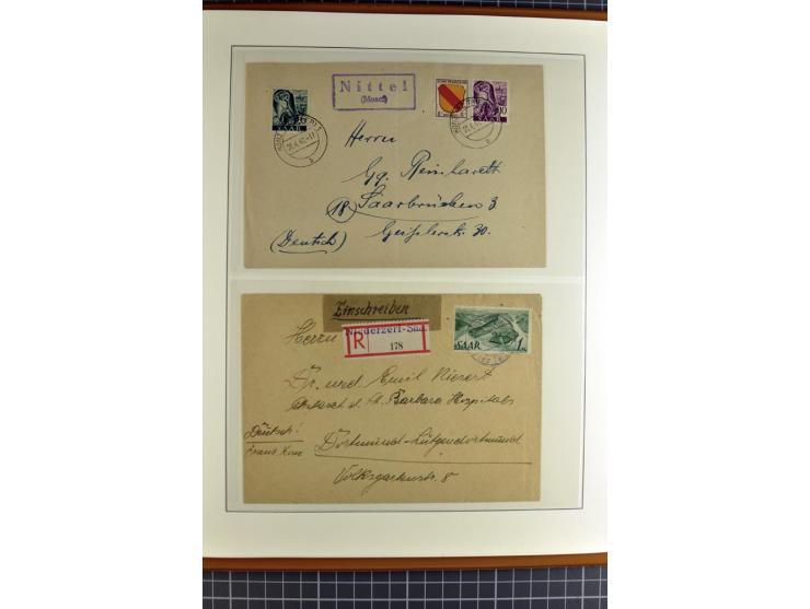 1947/1959, sehr umfangreiche gestempelte Sammlung mit vielen Briefstücken, Einheiten und Besonderheiten sowie Briefen und FDC