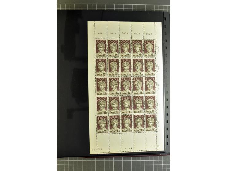 1947/1959, sehr umfangreiche gestempelte Sammlung mit vielen Briefstücken, Einheiten und Besonderheiten sowie Briefen und FDC