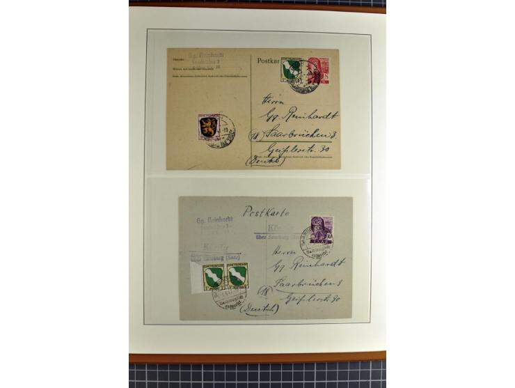 1947/1959, sehr umfangreiche gestempelte Sammlung mit vielen Briefstücken, Einheiten und Besonderheiten sowie Briefen und FDC