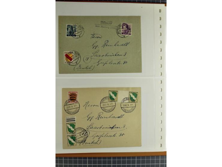 1947/1959, sehr umfangreiche gestempelte Sammlung mit vielen Briefstücken, Einheiten und Besonderheiten sowie Briefen und FDC