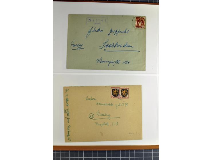 1947/1959, sehr umfangreiche gestempelte Sammlung mit vielen Briefstücken, Einheiten und Besonderheiten sowie Briefen und FDC