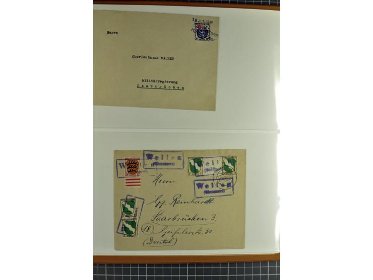 1947/1959, sehr umfangreiche gestempelte Sammlung mit vielen Briefstücken, Einheiten und Besonderheiten sowie Briefen und FDC