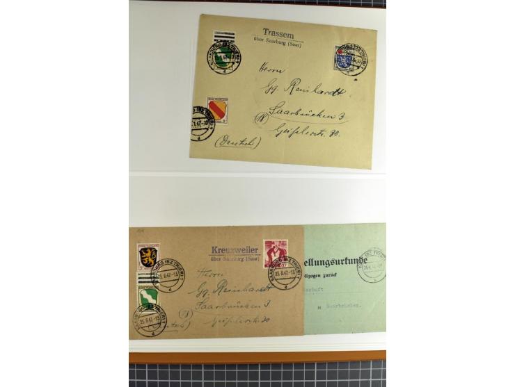 1947/1959, sehr umfangreiche gestempelte Sammlung mit vielen Briefstücken, Einheiten und Besonderheiten sowie Briefen und FDC