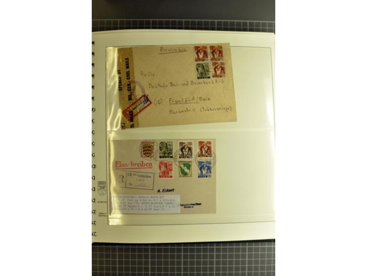1947/1959, sehr umfangreiche gestempelte Sammlung mit vielen Briefstücken, Einheiten und Besonderheiten sowie Briefen und FDC
