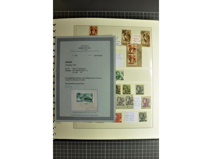 1947/1959, sehr umfangreiche gestempelte Sammlung mit vielen Briefstücken, Einheiten und Besonderheiten sowie Briefen und FDC