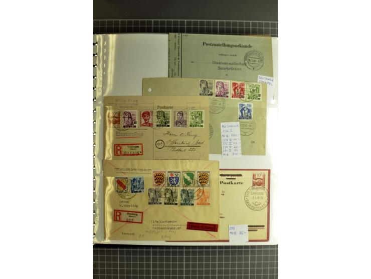 1947/1959, sehr umfangreiche gestempelte Sammlung mit vielen Briefstücken, Einheiten und Besonderheiten sowie Briefen und FDC